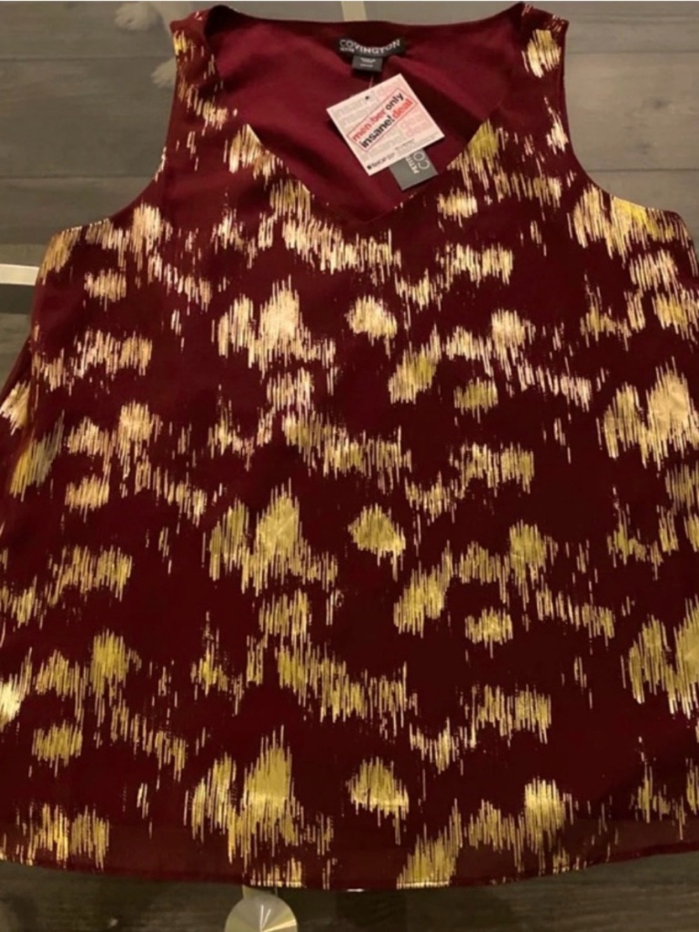 Covington Burgundy and Gold V-Neck Sleeveless Camisole